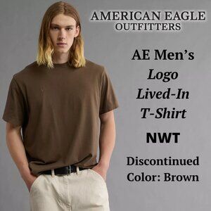 AMERICAN EAGLE OUTFITTERS - MENS Logo Lived-In T-Shirt - Brown